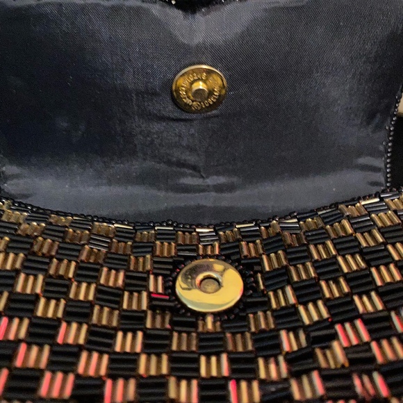 Magid Beaded Black and Gold Evening Bag with Beaded Tassel - Picture 14 of 15